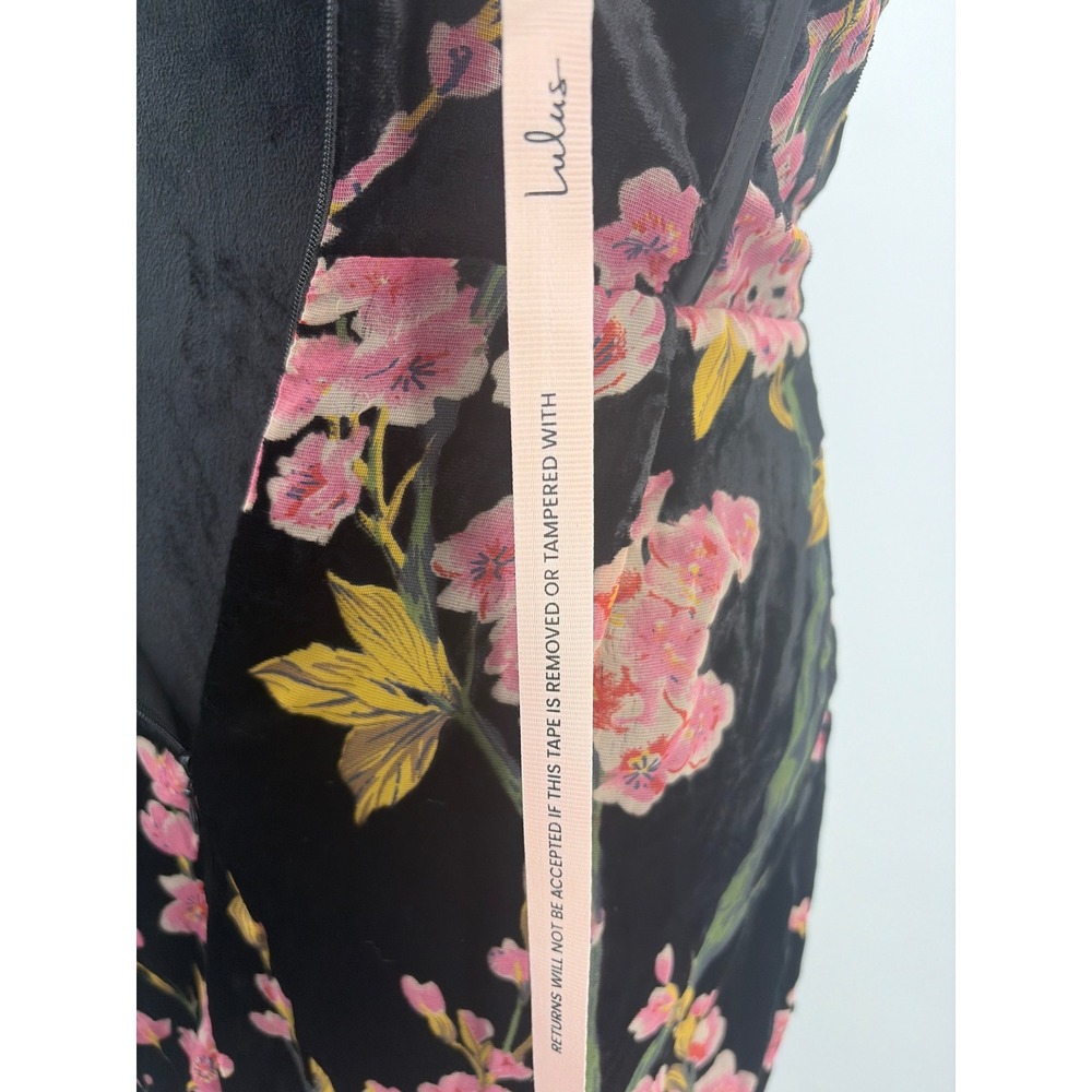 Lulus Luxurious Allure Black Floral Burnout Velvet Strapless Maxi Dress Small NW - Picture 12 of 13